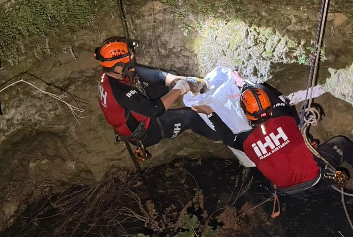 10 Metre Derinlikte Mahsur Kalan Kediyi İHH Ekibi Kurtardı