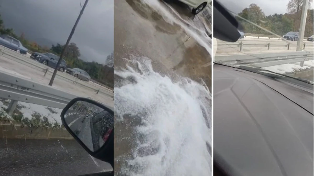 Alanya &Ccedil;evreyolunda Dolu Yağışı Trafiği Olumsuz Etkiledi