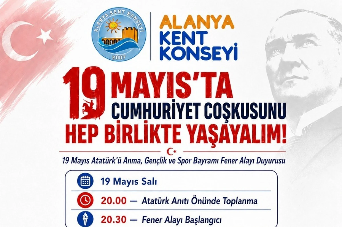 Alanya&rsquo;da 19 Mayıs Coşkusu Fener Alayıyla Yaşanacak