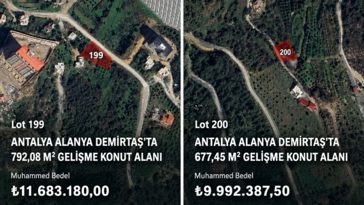 Alanya&rsquo;da 2 Arsa M&uuml;zayedeyle Satışa &Ccedil;ıkıyor