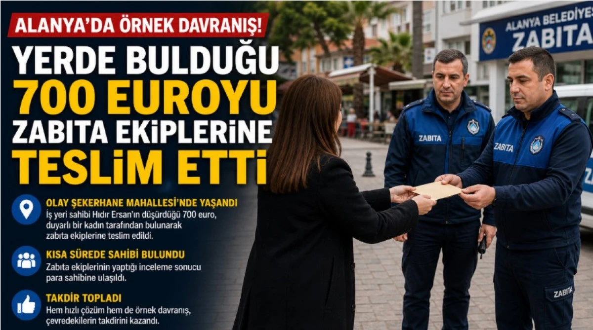 Alanya&rsquo;da Duyarlı Vatandaş Bulduğu 700 Euroyu Sahibine Ulaştırdı