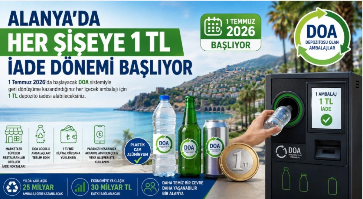 Alanya&rsquo;da Her Şişeye 1 TL İade D&ouml;nemi Başlıyor