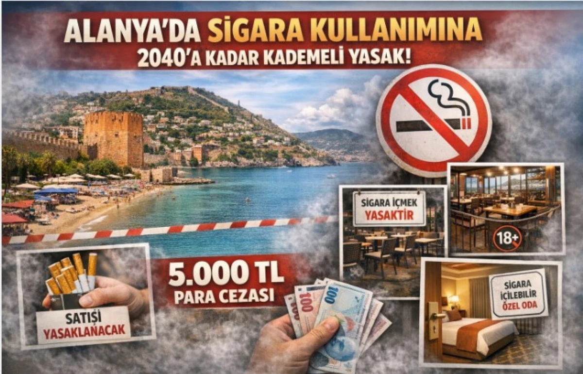 Alanya&rsquo;da Sigara Kullanımına 2040&rsquo;a Kadar Kademeli Yasak Geliyor