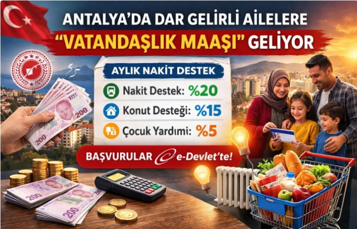 Antalya&rsquo;daki D&uuml;ş&uuml;k Gelirli Ailelere &ldquo;Vatandaşlık Maaşı&rdquo; Geliyor