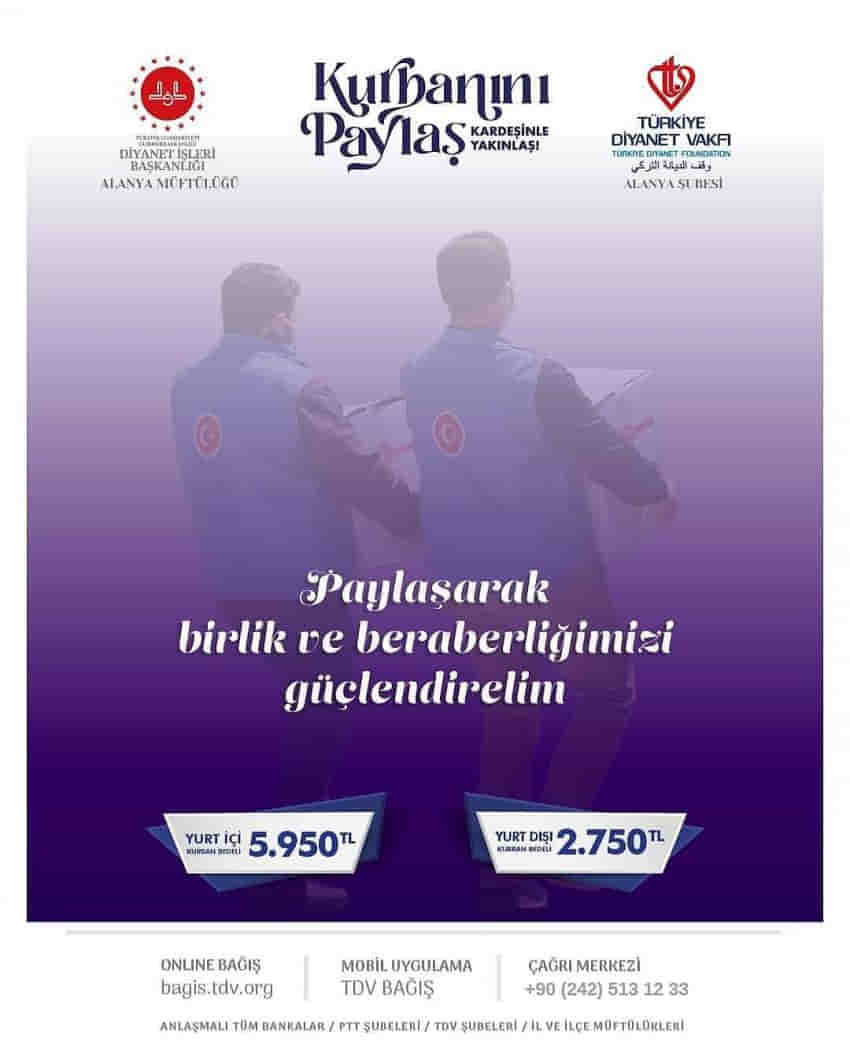 2023 Yılı Vek&acirc;letle Kurban Kesim Bedeli Yurt İ&ccedil;i 5.950 Tl Yurt Dışı 2.750 Tl