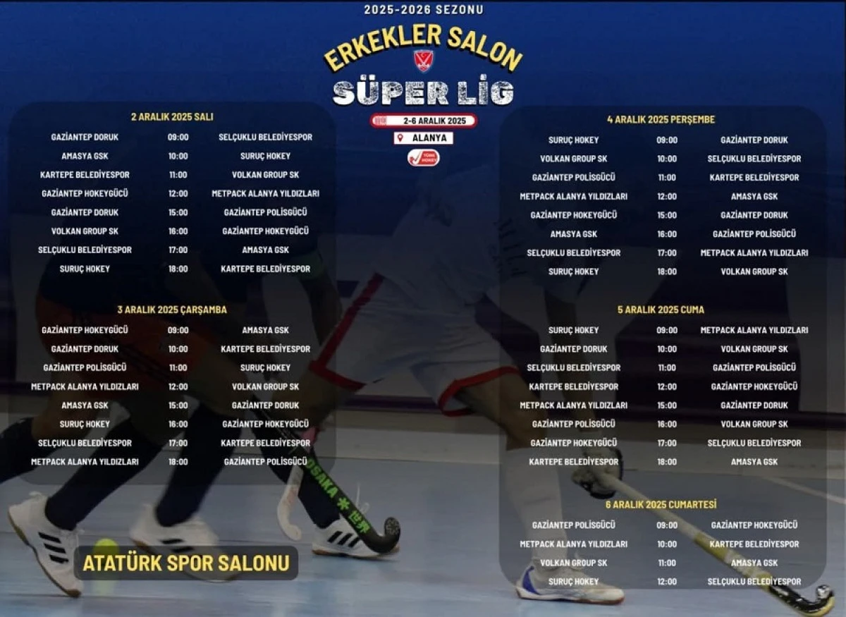 Erkekler Salon Hokeyi Süper Ligi Alanya’da Başlıyor