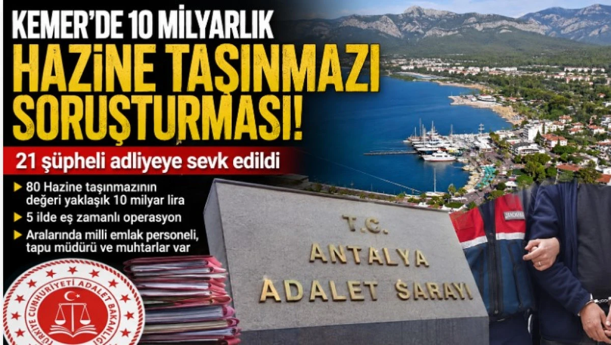 Kemer&rsquo;de 10 Milyar Liralık Hazine Taşınmazı Soruşturması: 21 Ş&uuml;pheli Adliyede