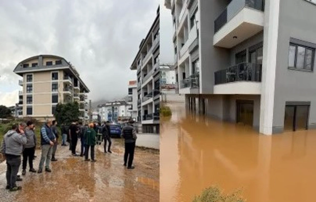Oba &Ccedil;ayı Taştı, Sitelerin Bah&ccedil;eleri Sular Altında Kaldı