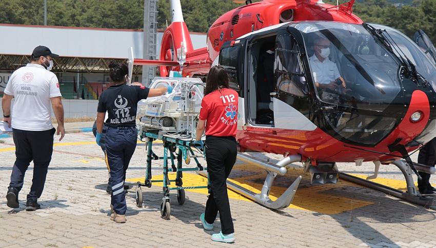  Helikopter erken doğan prematüre bebek için havalandı